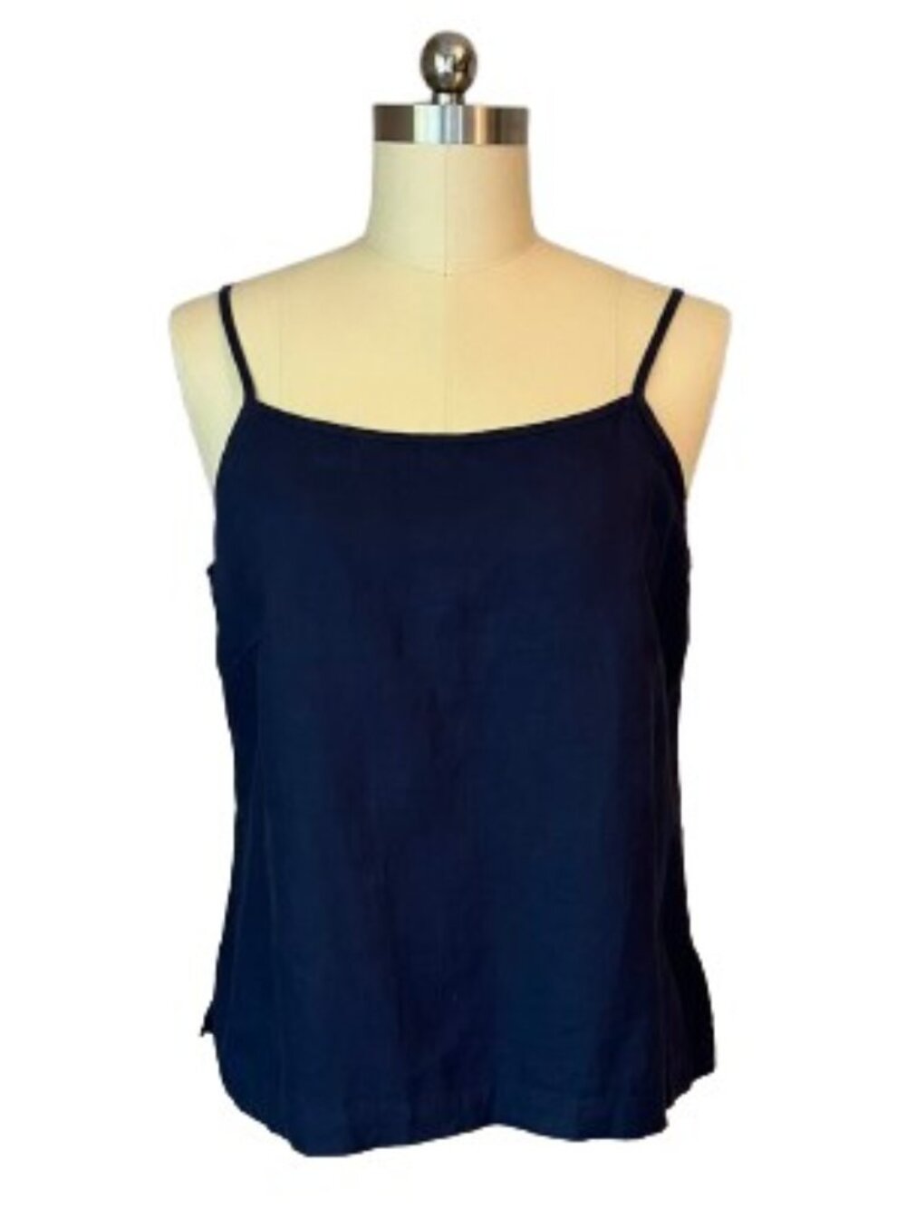 GAP Navy Linen Tank Top Spaghetti Strap 90s Vintage Summer Size L - LNC